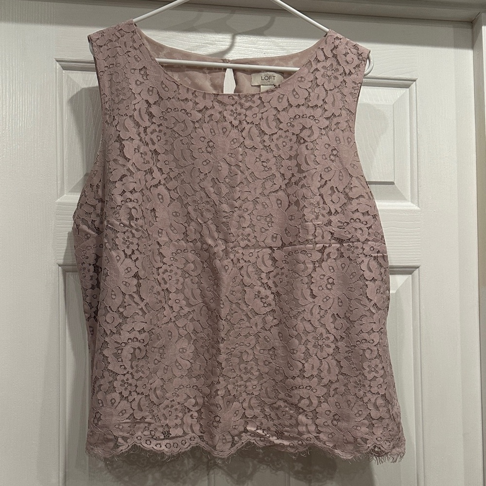 LOFT Lace Sleeveless Blouse - Mauve